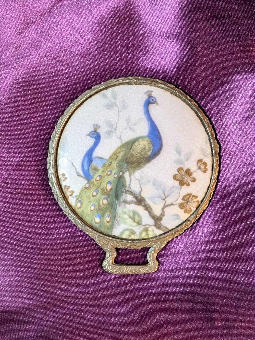 Vintage Peacock Compact Mirror By Schildkraut Excellent Condition
